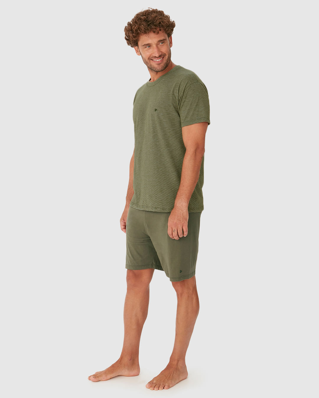 Pijama Curto Masculino Camiseta Decote Redondo Em Malha Fio A Fio - Imagem 17