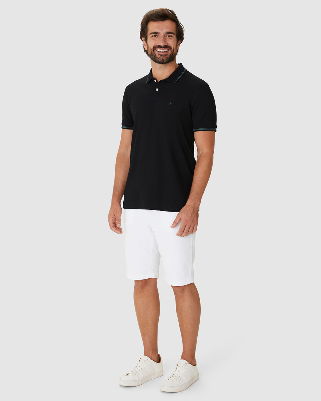 Camisa Polo Masculina Regular Gola Retilínea Em Piquet Stretch - Imagem 7