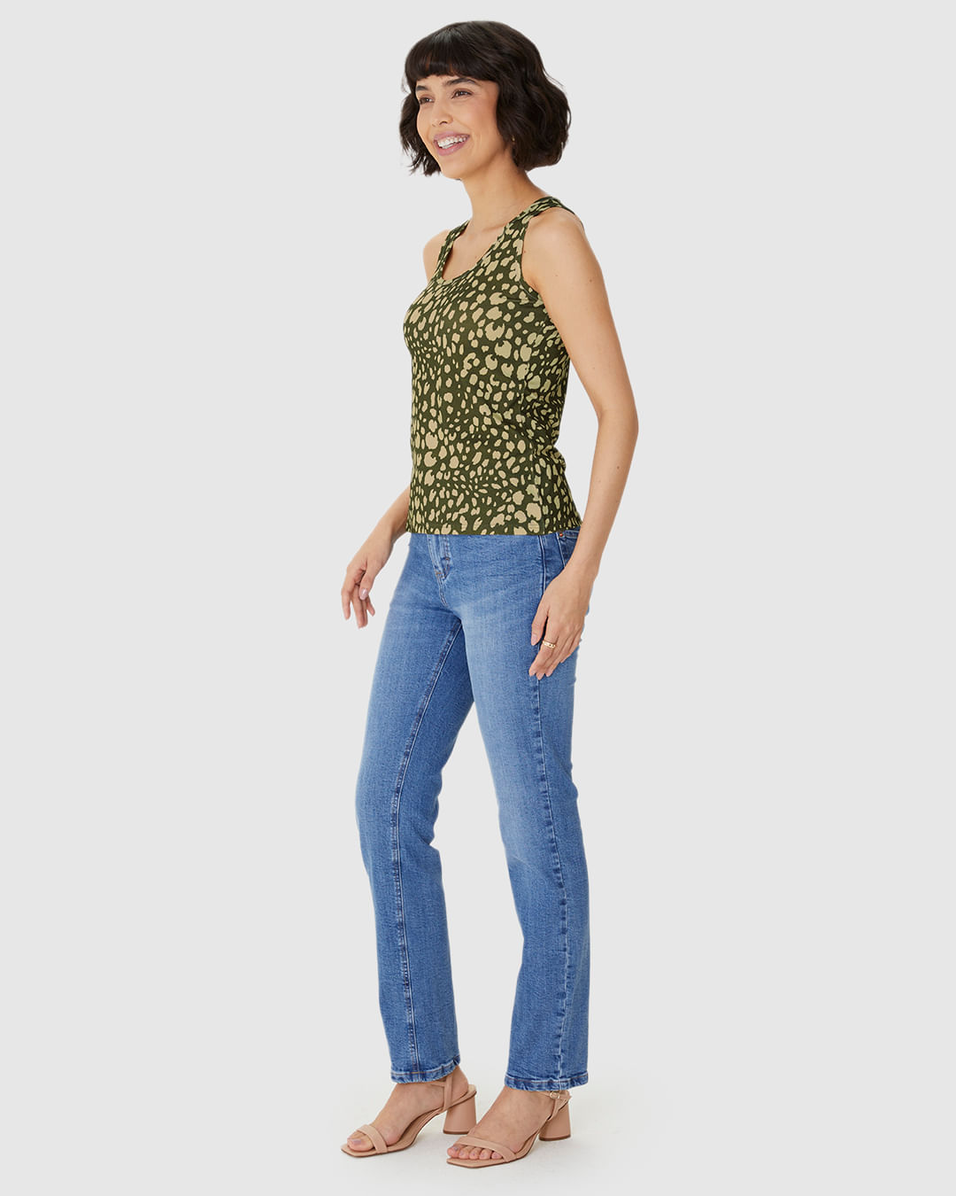 Regata Feminina Estampa Animal Print Decote U Em Viscose Stretch - Imagem 2