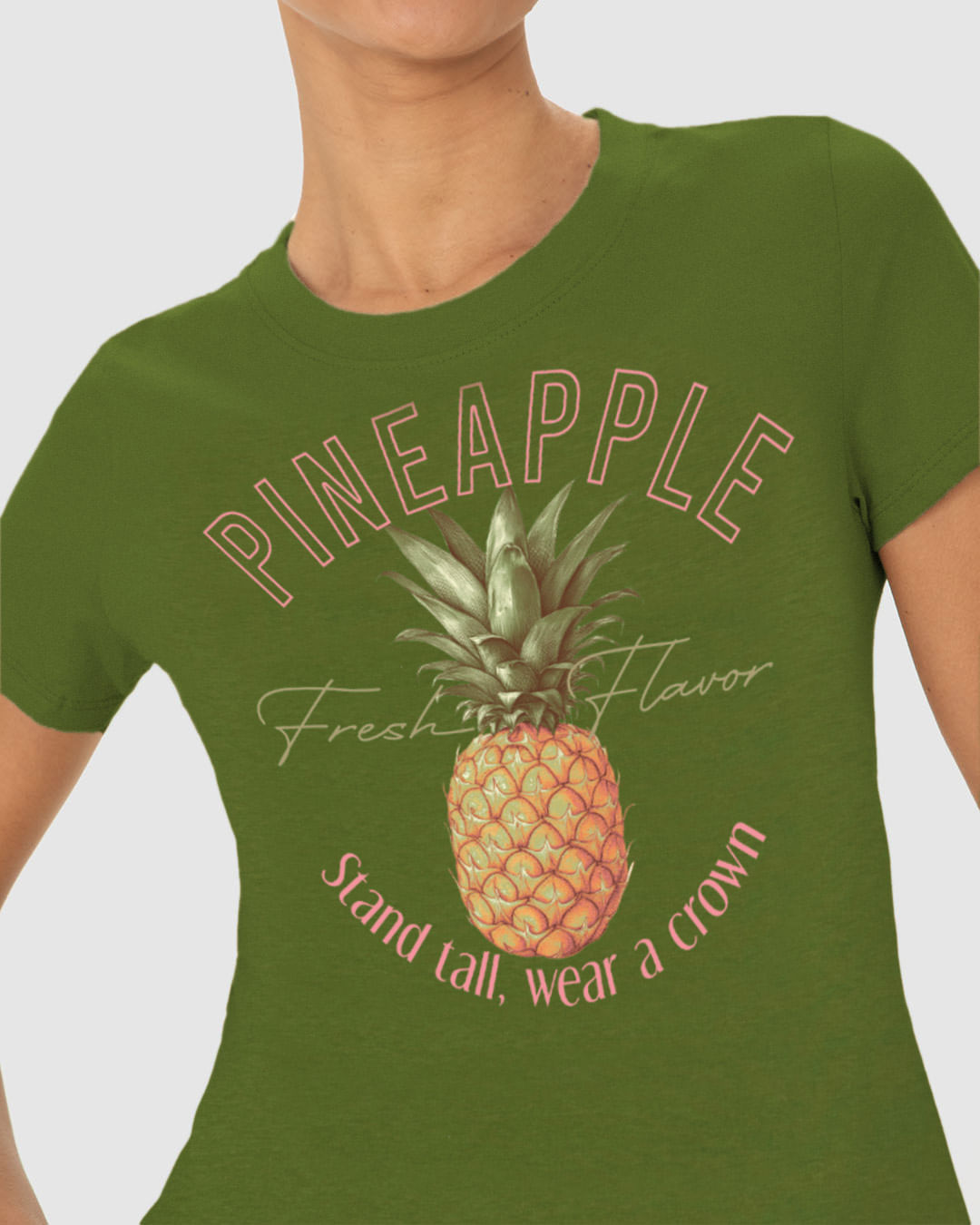 Camiseta Feminina Pineapple Fresh Flavor Stand Tall Wear a Crown Em Algodão - Imagem 23