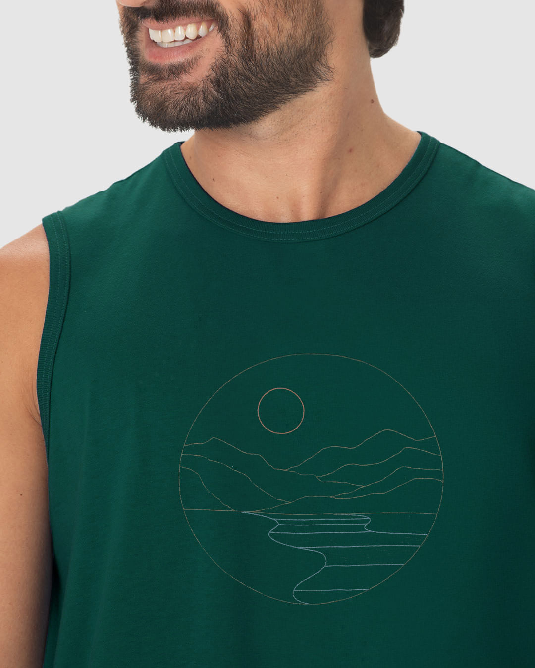 Regata Masculina Regular Estampa Frontal Em Algodão - Imagem 8