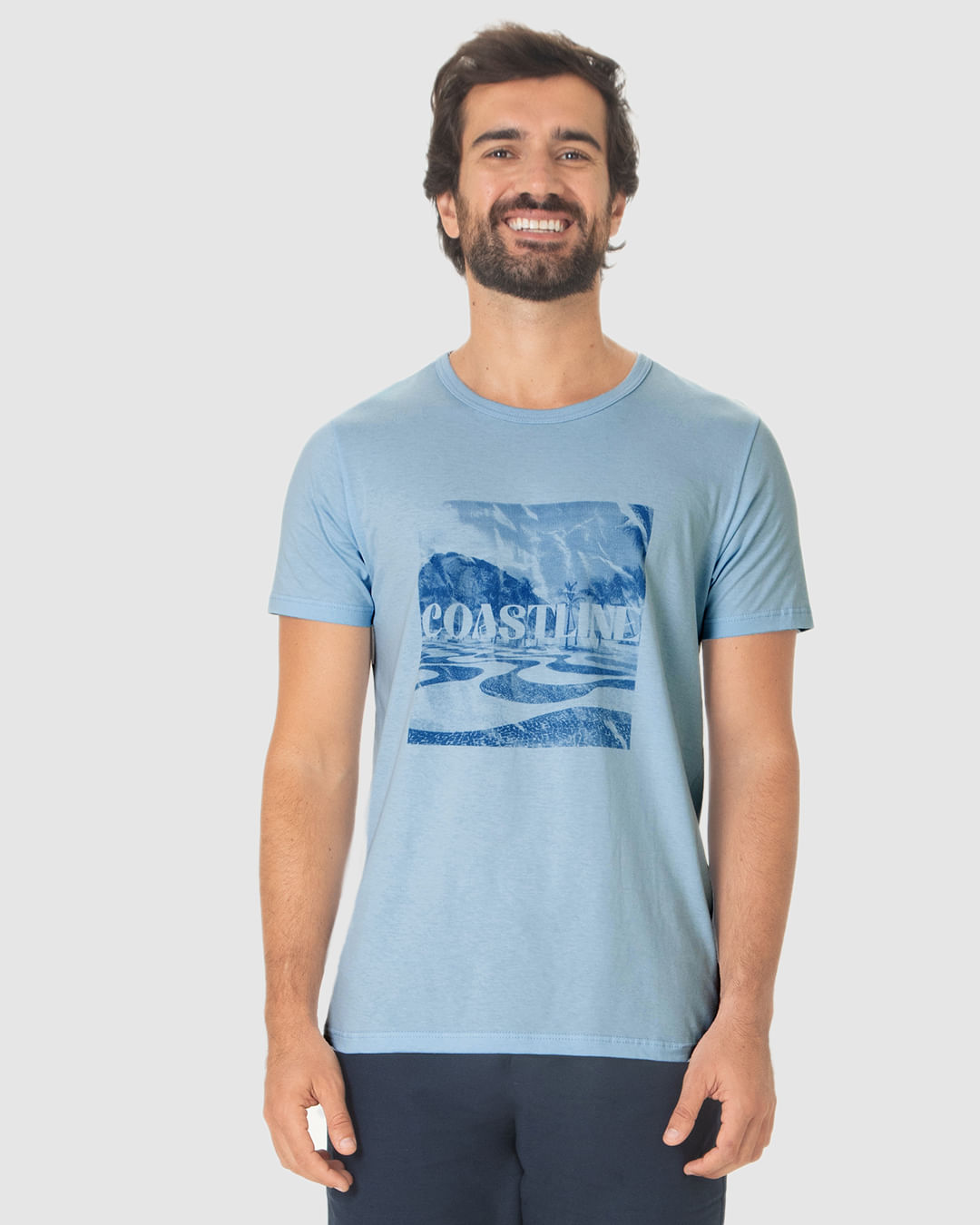 Camiseta Masculina Estampa Ilustrativa Coastline Em Algodão - Imagem 24
