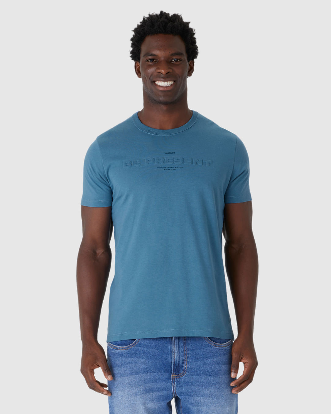 Camiseta Masculina Be Present Estampa Alto Relevo Em Algodão - Imagem 9