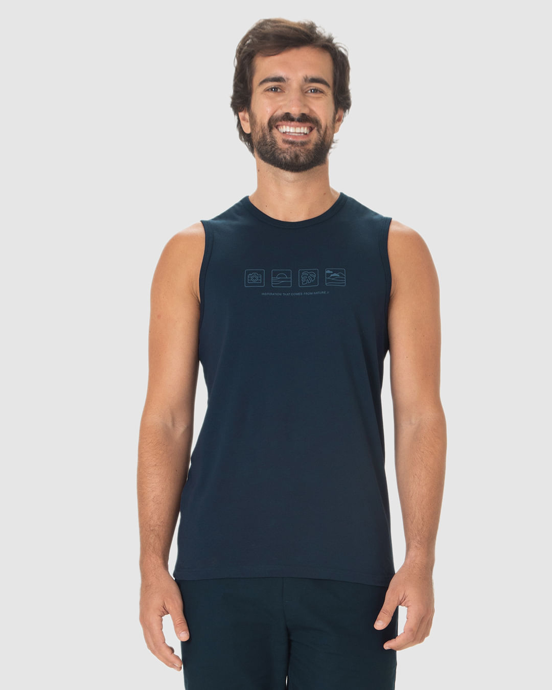 Regata Masculina Regular Estampa Frontal Em Algodão - Imagem 24