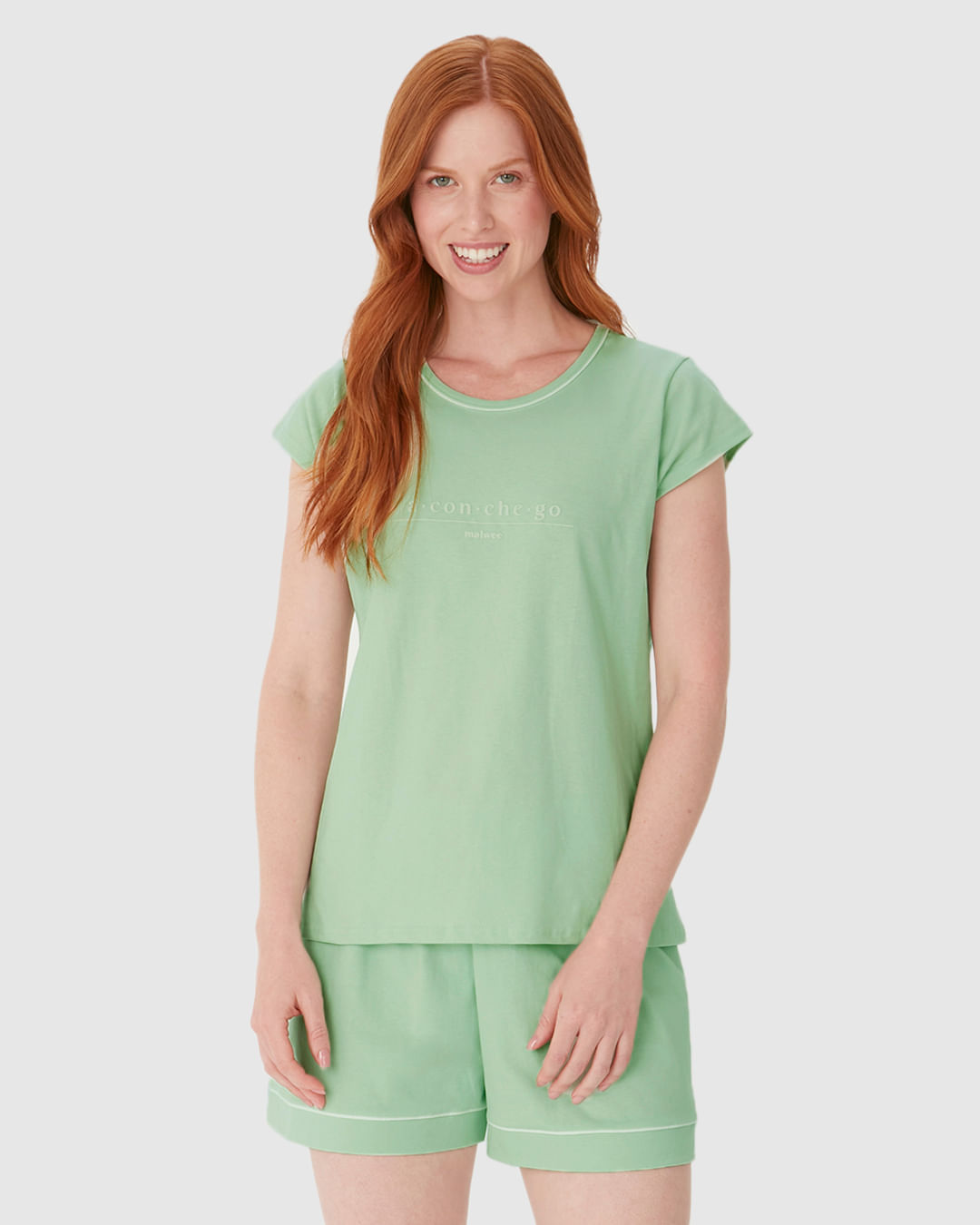 Pijama Curto Feminino Estampa Alto Relevo Aconchego Em Algodão - Imagem 24