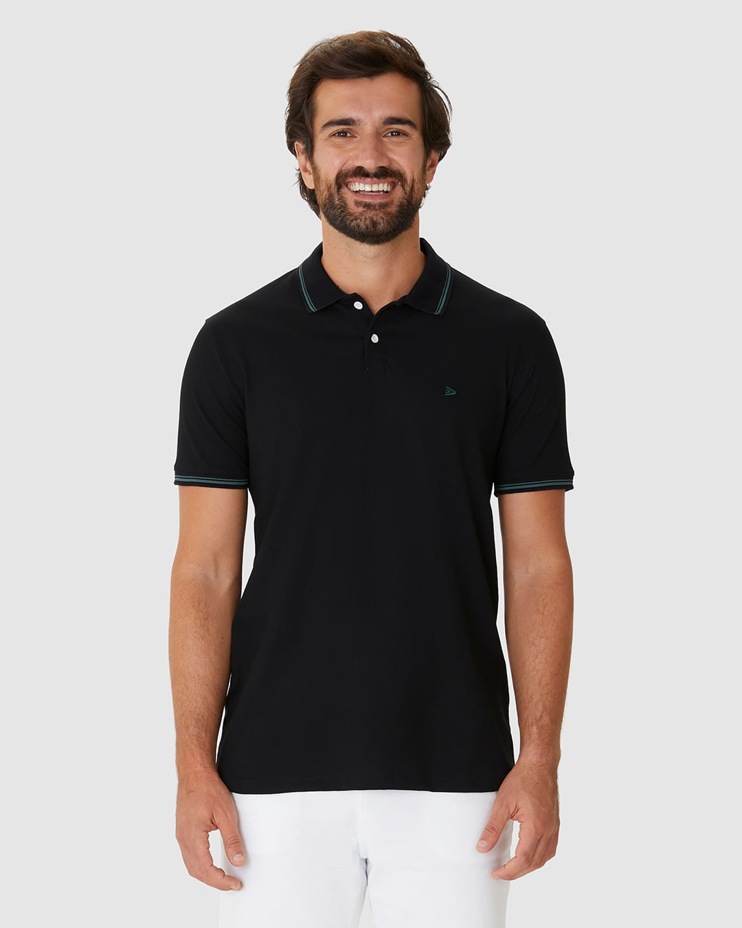 Camisa Polo Masculina Regular Gola Retilínea Em Piquet Stretch - Imagem 9