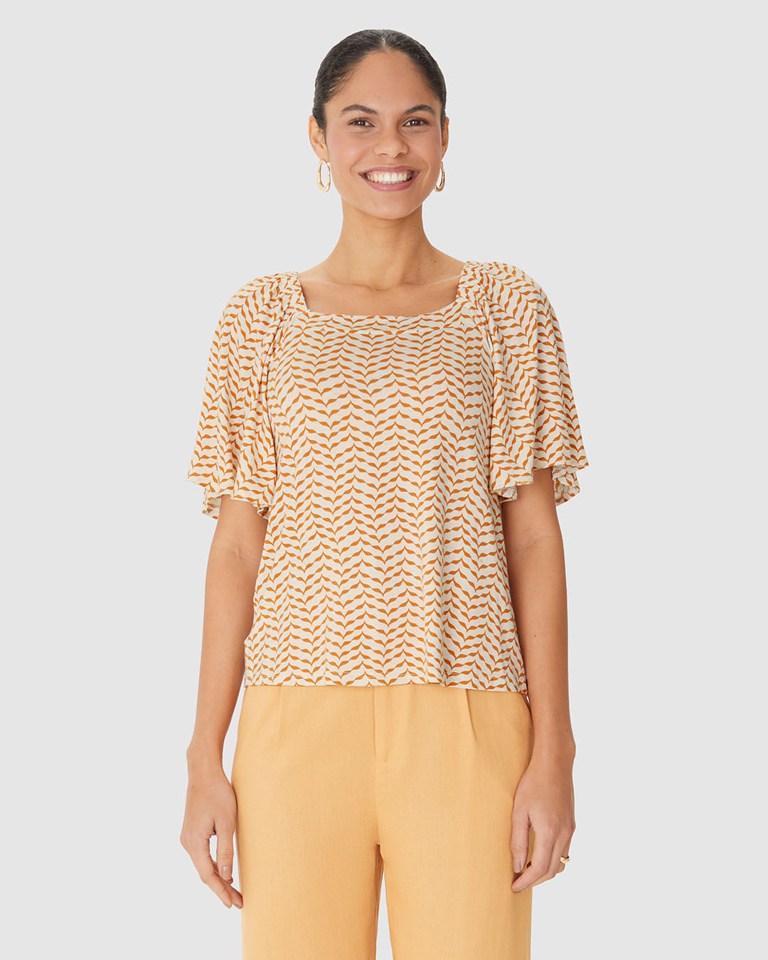 Blusa Feminina Estampada Decote Reto Em Malha Viscolinho Stretch - Imagem 9