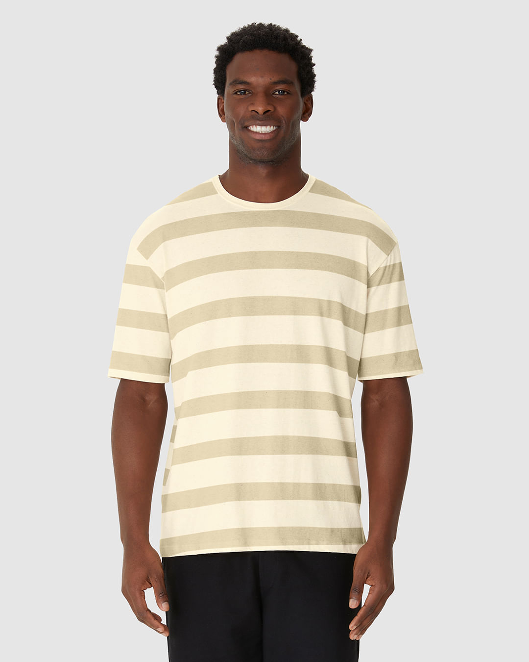 Camiseta Masculina Relaxed Fit Listrada Em Malha Linho - Imagem 28