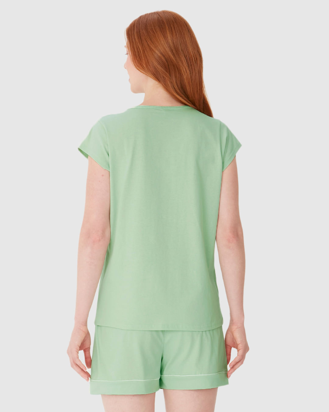 Pijama Curto Feminino Estampa Alto Relevo Aconchego Em Algodão - Imagem 10