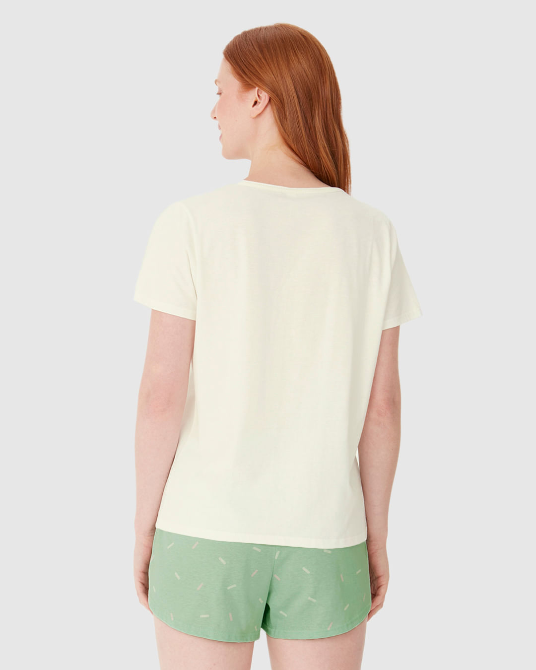 Pijama Curto Feminino Blusa Estampa Com Glitter Em Algodão - Imagem 5