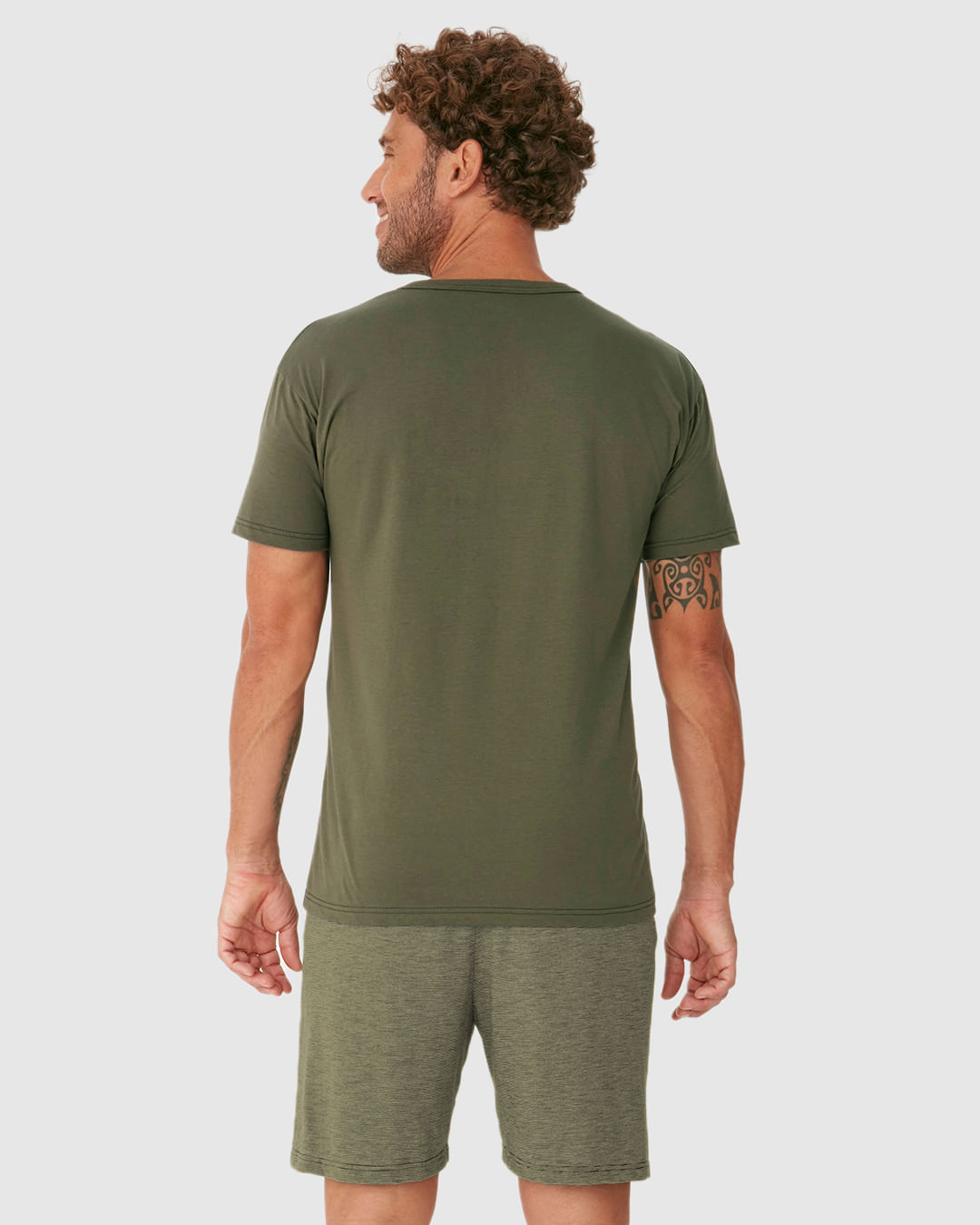 Pijama Curto Masculino Camiseta E Shorts Em Malha Fio A Fio - Imagem 25