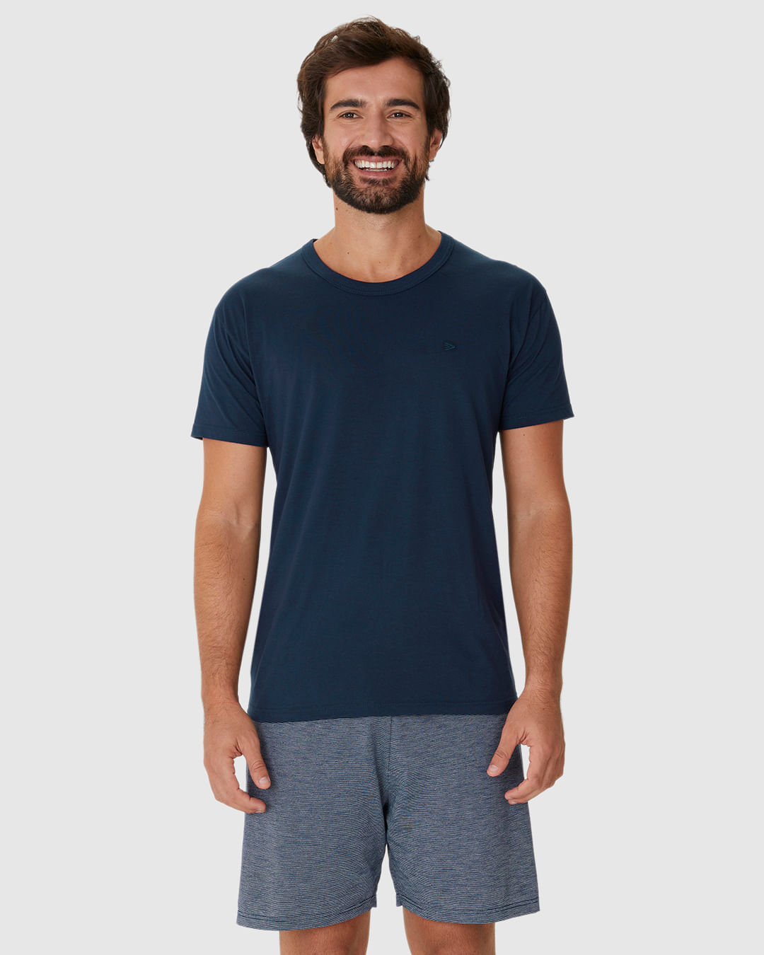 Pijama Curto Masculino Camiseta E Shorts Em Malha Fio A Fio - Imagem 23