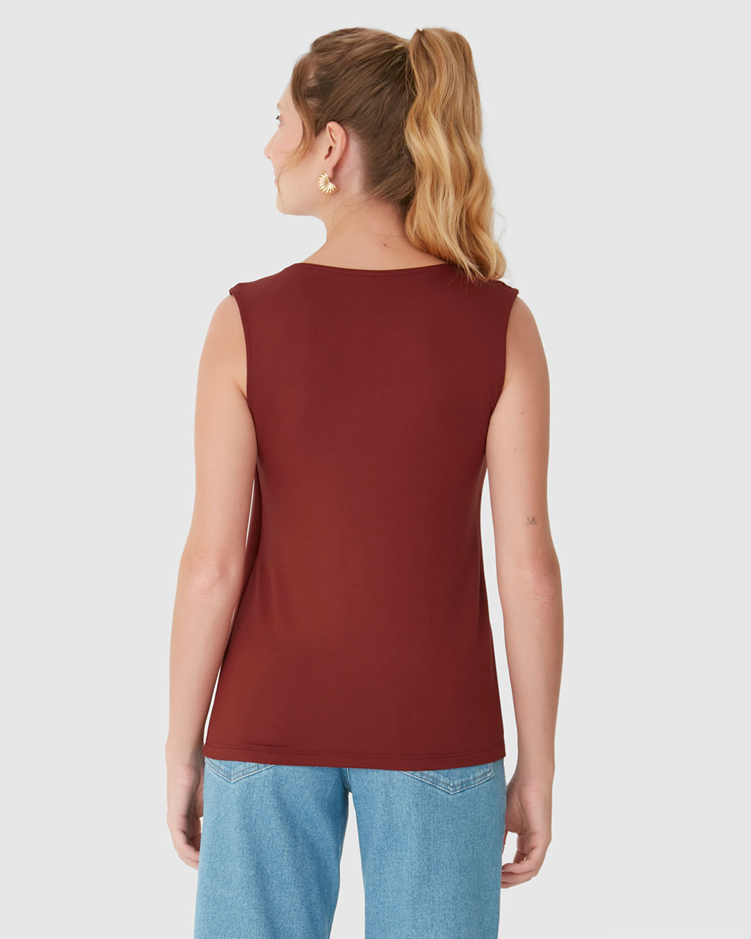 Regata Feminina Assimétrica Detalhe Torção Em Moletinho De Viscose - Imagem 5