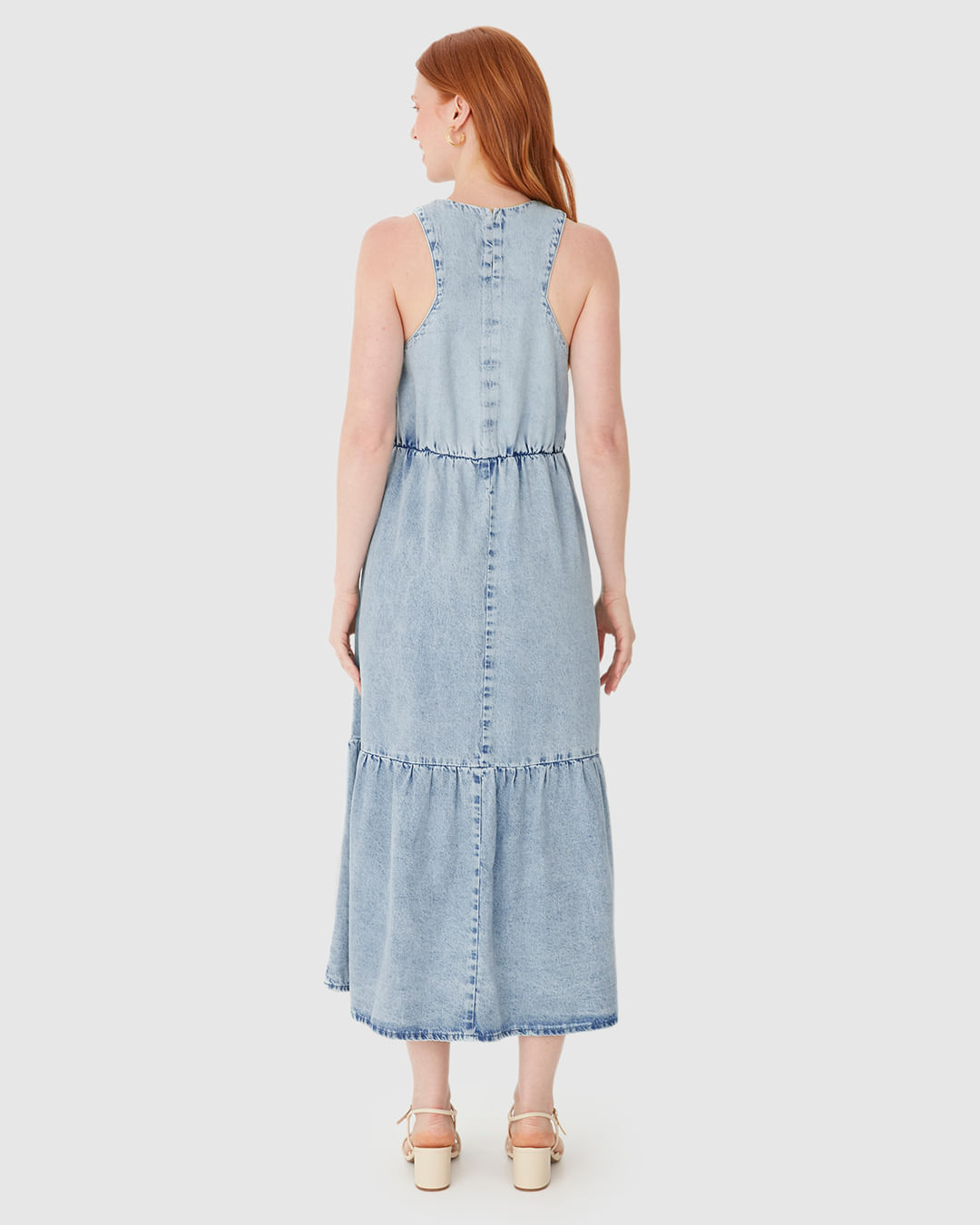 Vestido Feminino Marias Decote V Fenda Frontal Em Jeans Leve - Imagem 20