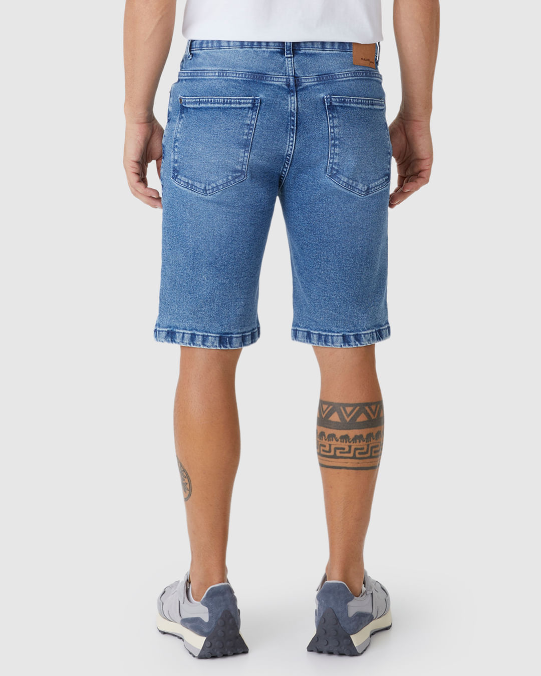 Bermuda Slim Masculina Cintura Média Bolso Funcional Em Jeans Stretch - Imagem 20