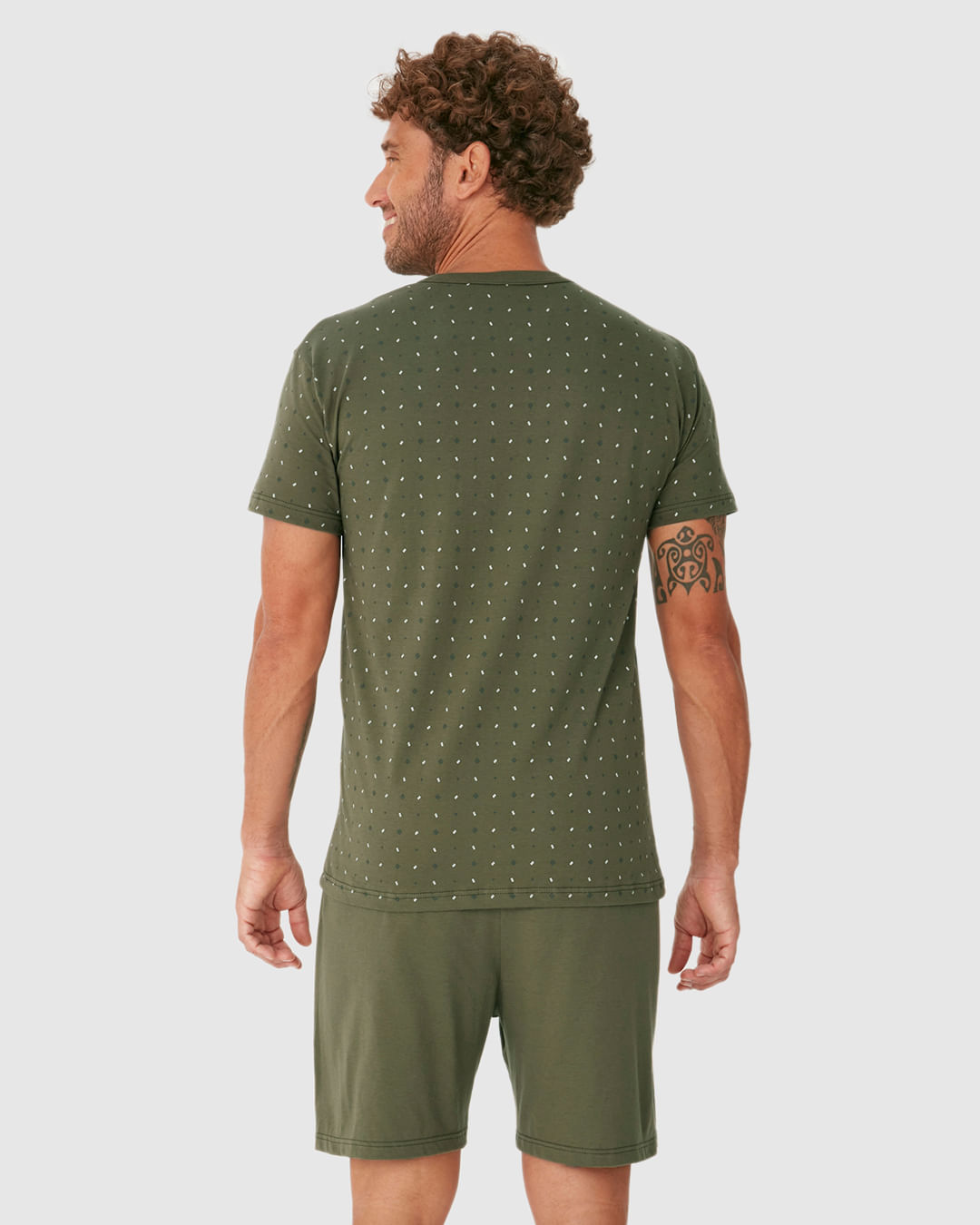 Pijama Curto Masculino Camiseta Estampada E Shorts Em Algodão - Imagem 25