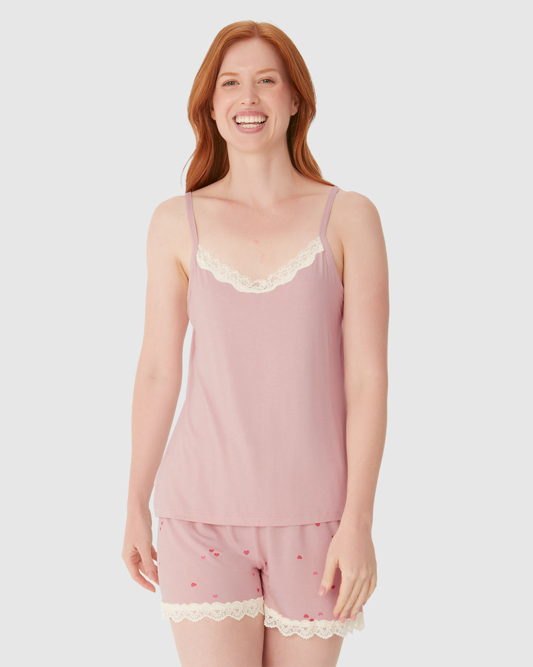 Pijama Curto Feminino Detalhe Renda Em Viscose Stretch - Imagem 23