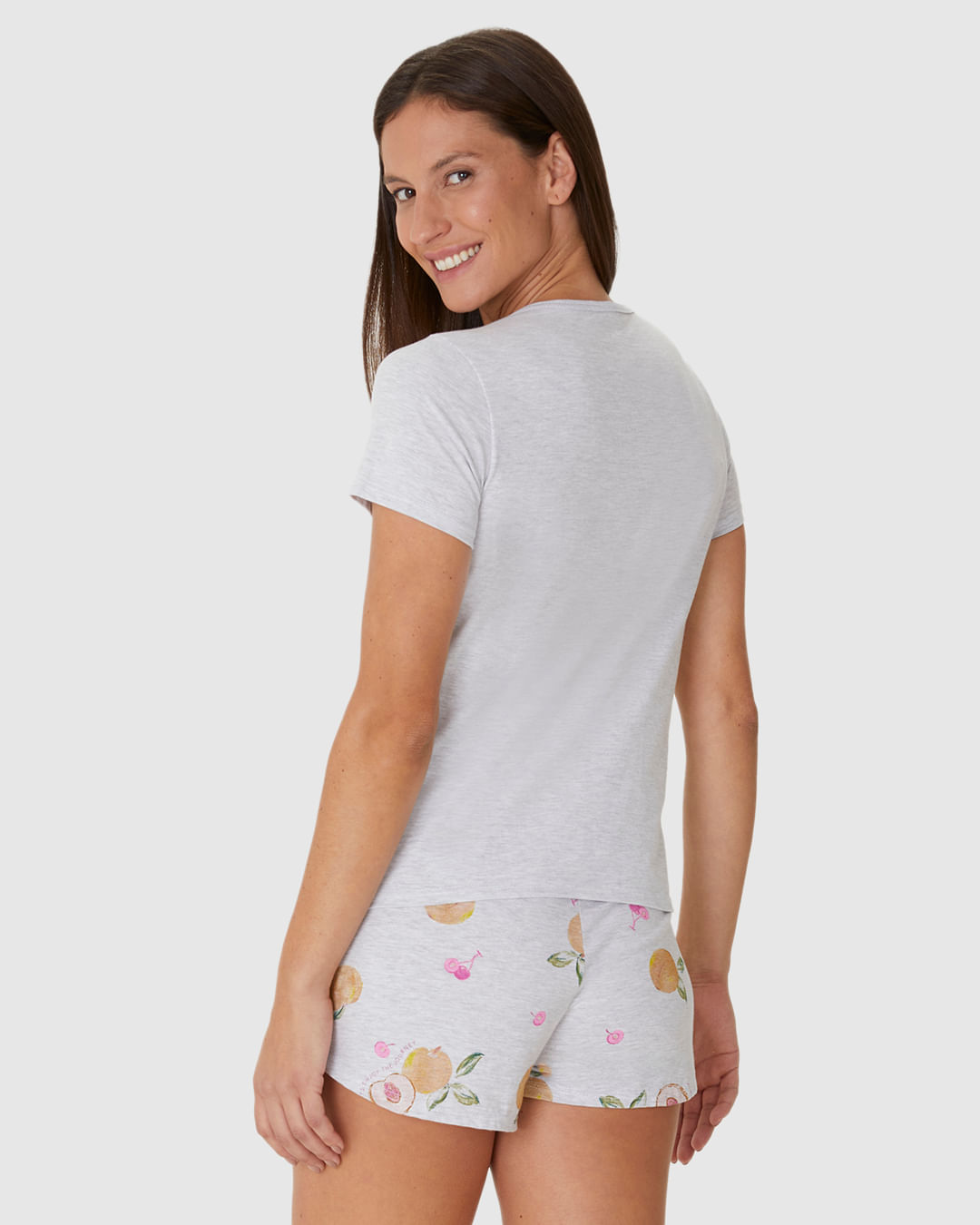 Pijama Curto Feminino Blusa Estampa Com Glitter Em Algodão - Imagem 6