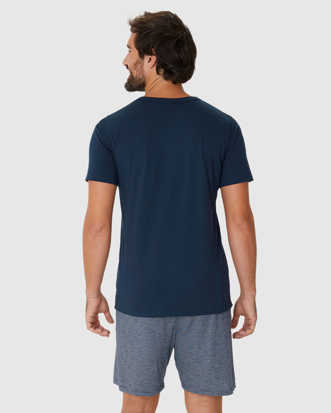 Pijama Curto Masculino Camiseta E Shorts Em Malha Fio A Fio - Imagem 30