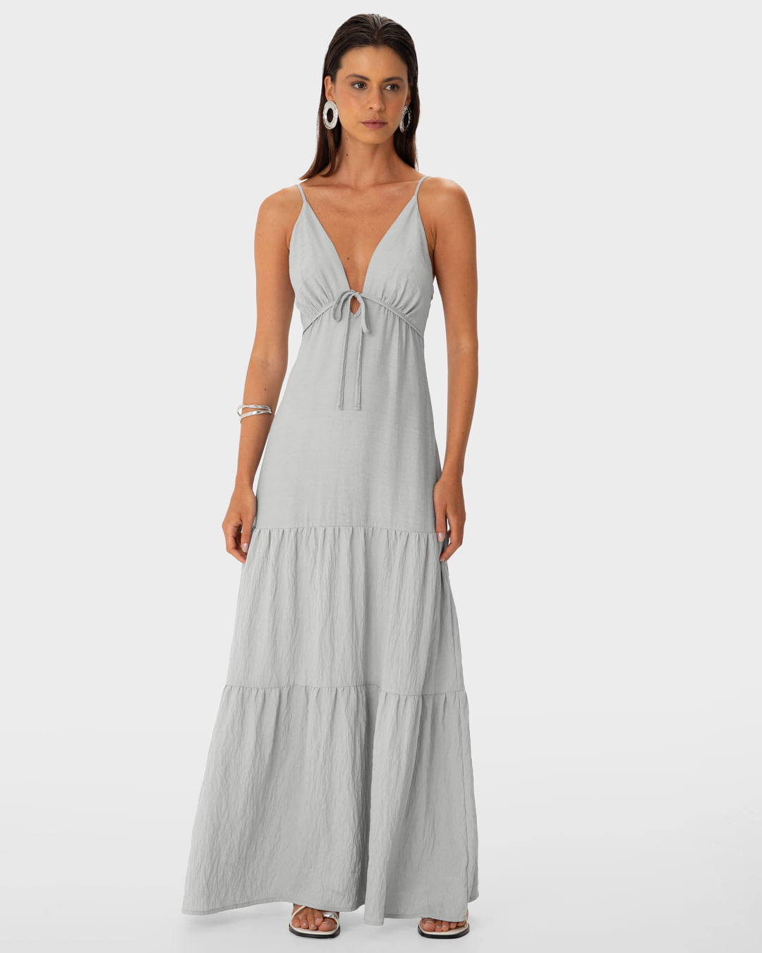 Vestido Longo Feminino Marias Busto Com Amarração Em Viscose - ENFIM