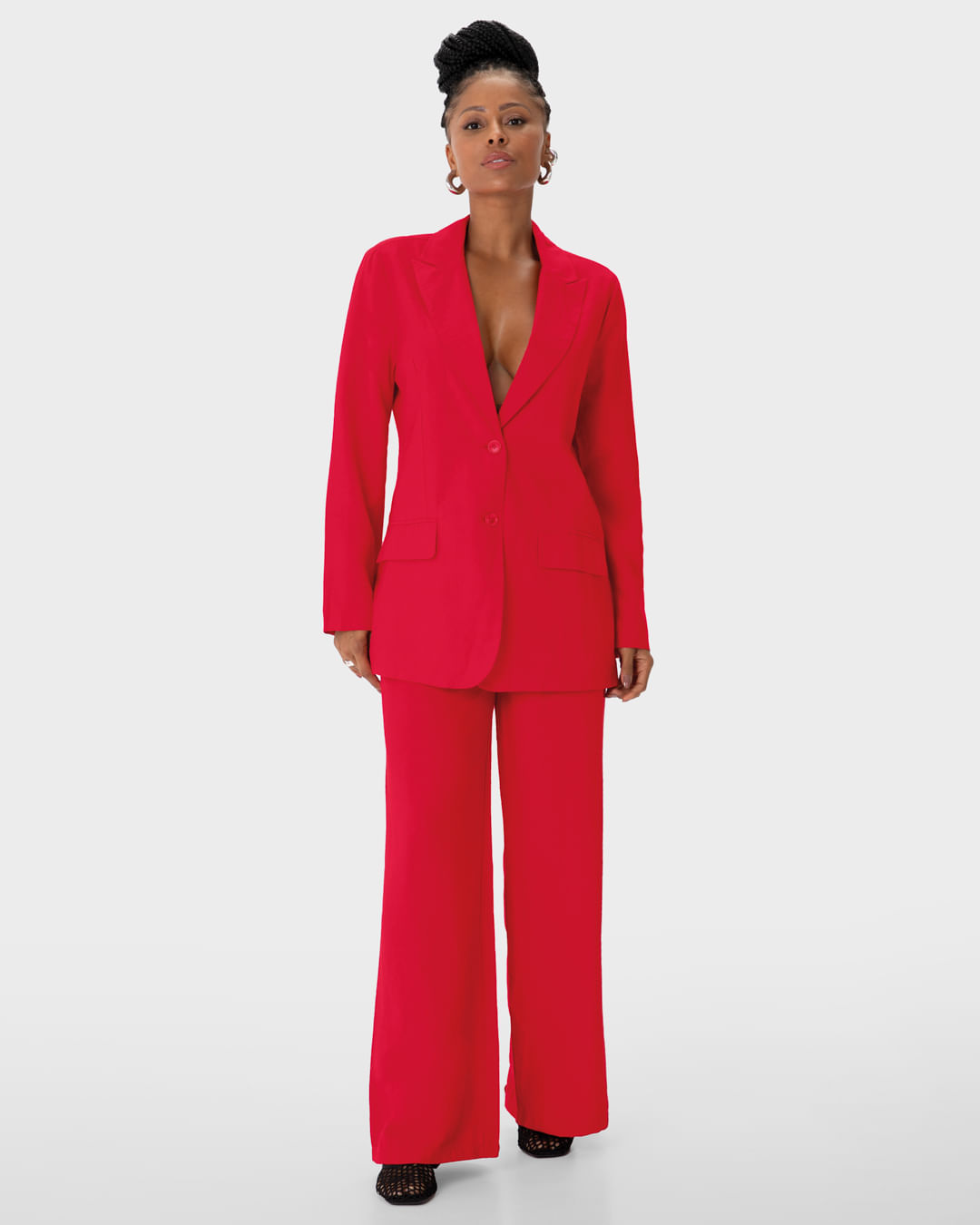 Blazer Feminino Alongado Abotoamento Duplo em Liocel - ENFIM