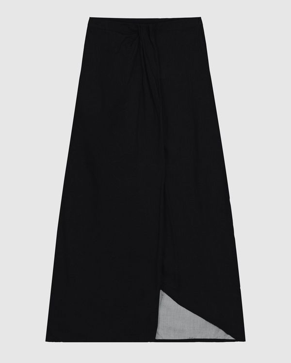 Saia Midi Feminina Assimétrica Fenda Frontal Em Viscose - ENFIM Preto - G