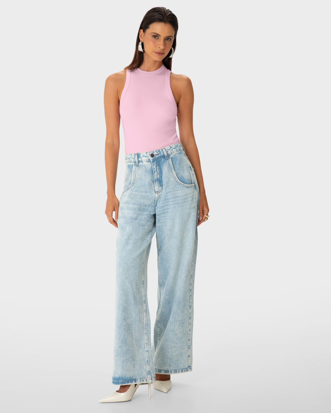 Regata Feminina Decote Halter Neck Em Ribana - ENFIM - Imagem 3