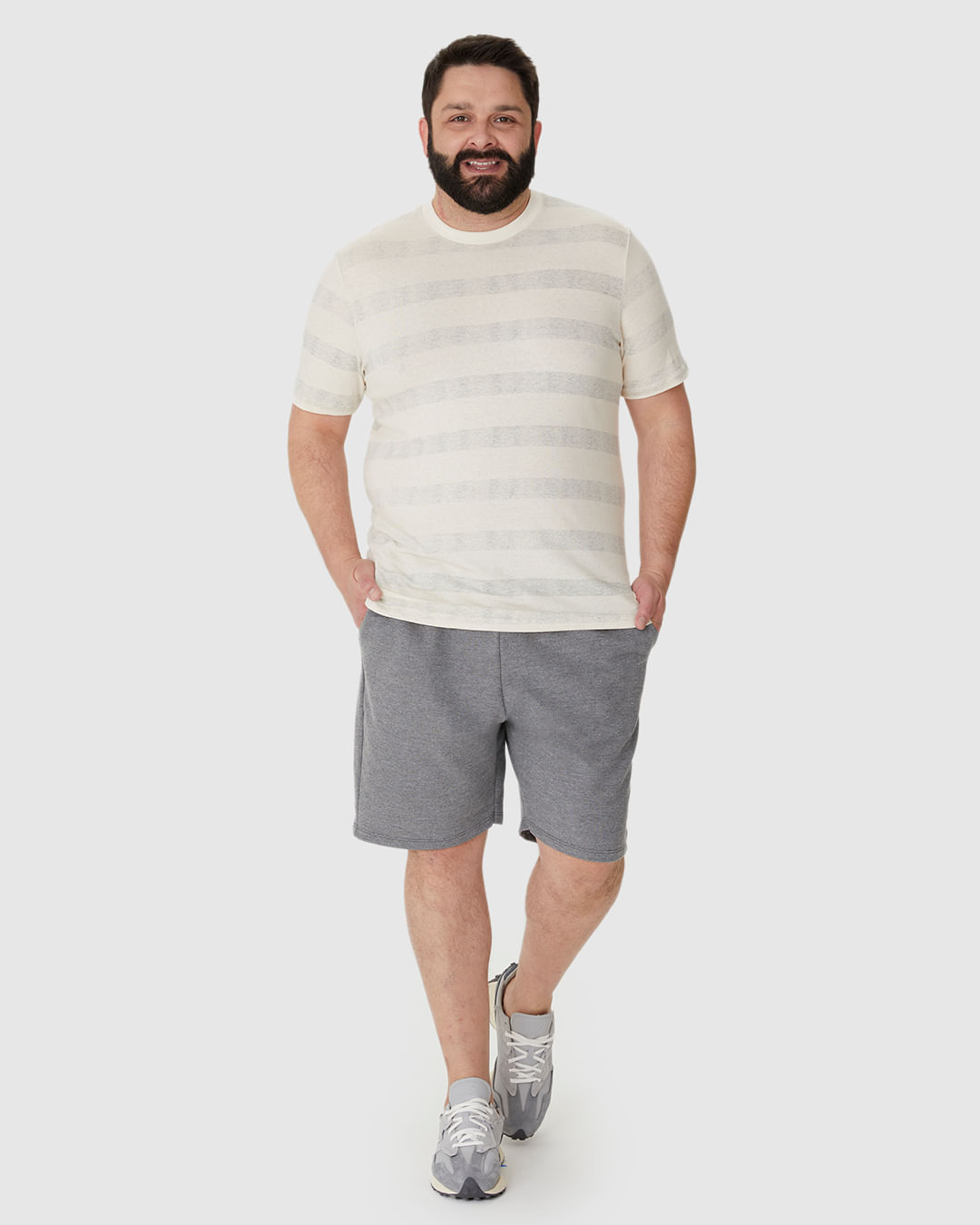 Bermuda Básica Masculina Plus Size Cadarço Frontal Em Moletom - Imagem 7