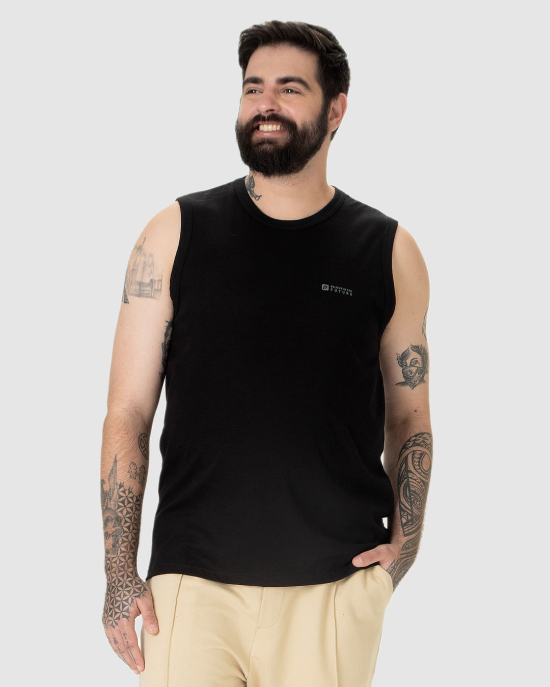 Regata Masculina Plus Size Believe In The Future Em Algodão - Imagem 19