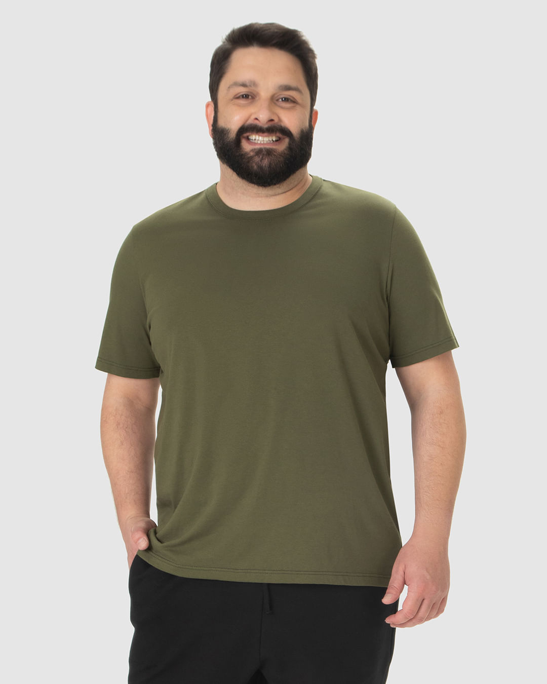 Camiseta Básica Masculina Plus Size Decote Redondo Em Algodão
