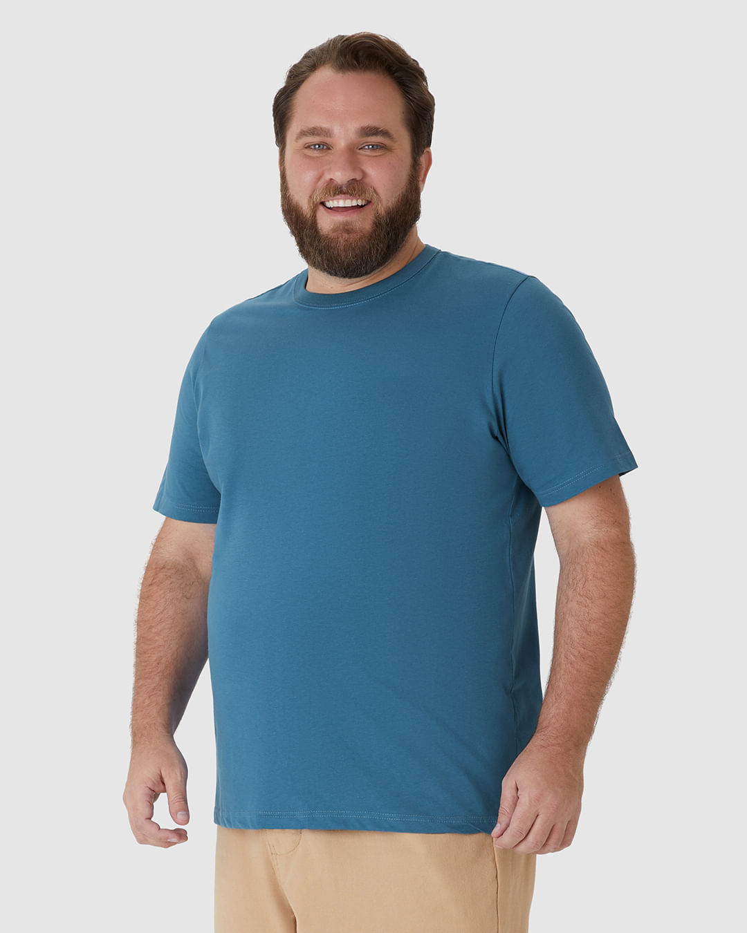 Camiseta Básica Masculina Plus Size Decote Redondo Em Algodão