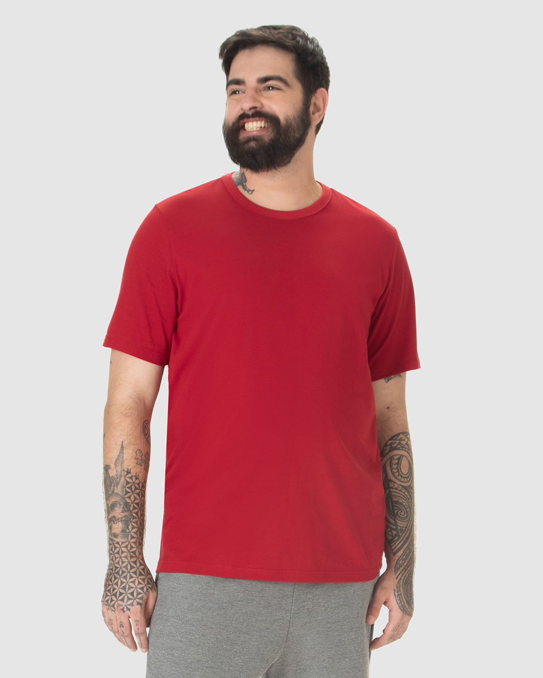 Camiseta Básica Masculina Plus Size Decote Redondo Em Algodão