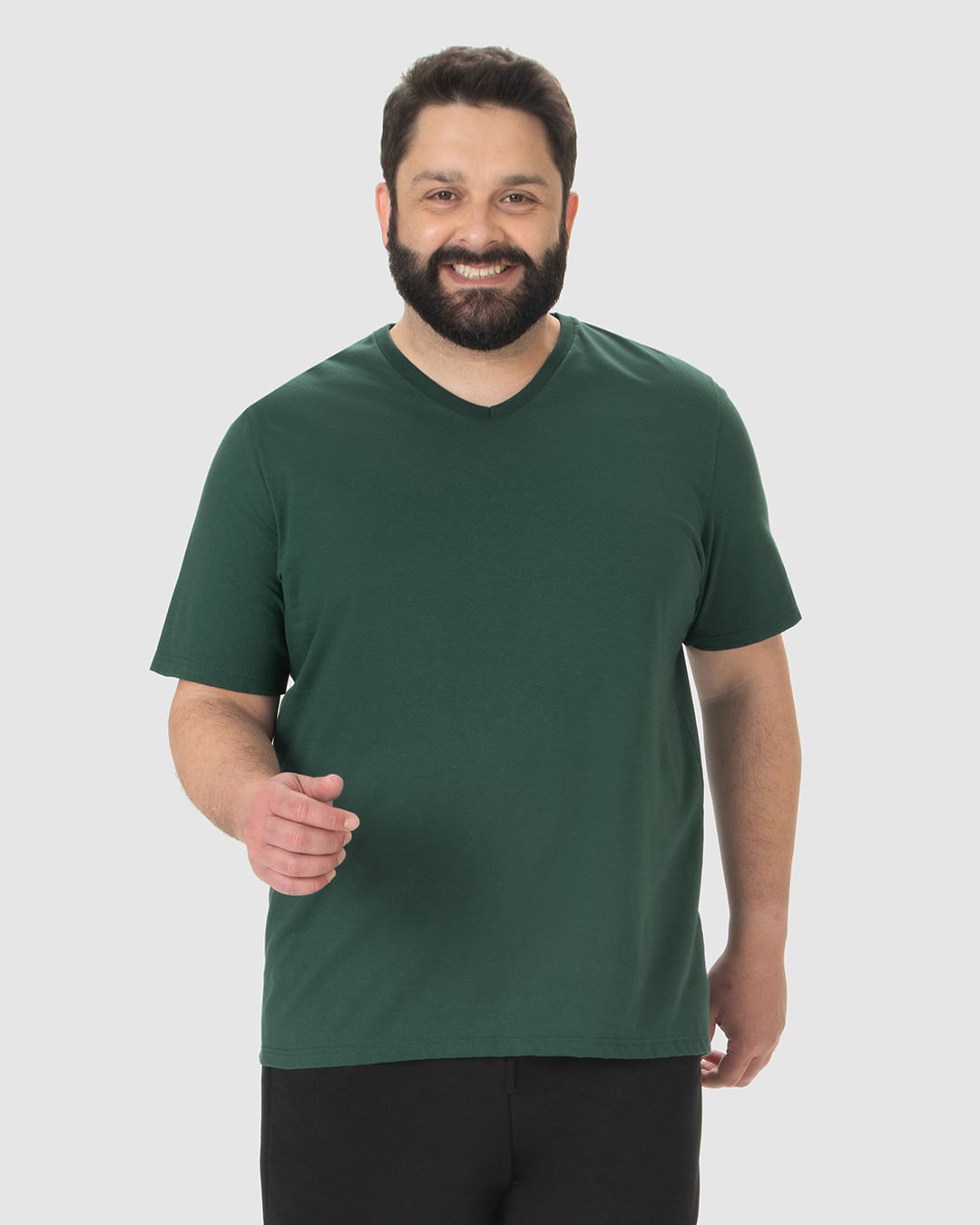 Camiseta Básica Masculina Plus Size Decote V Em Algodão - Imagem 6