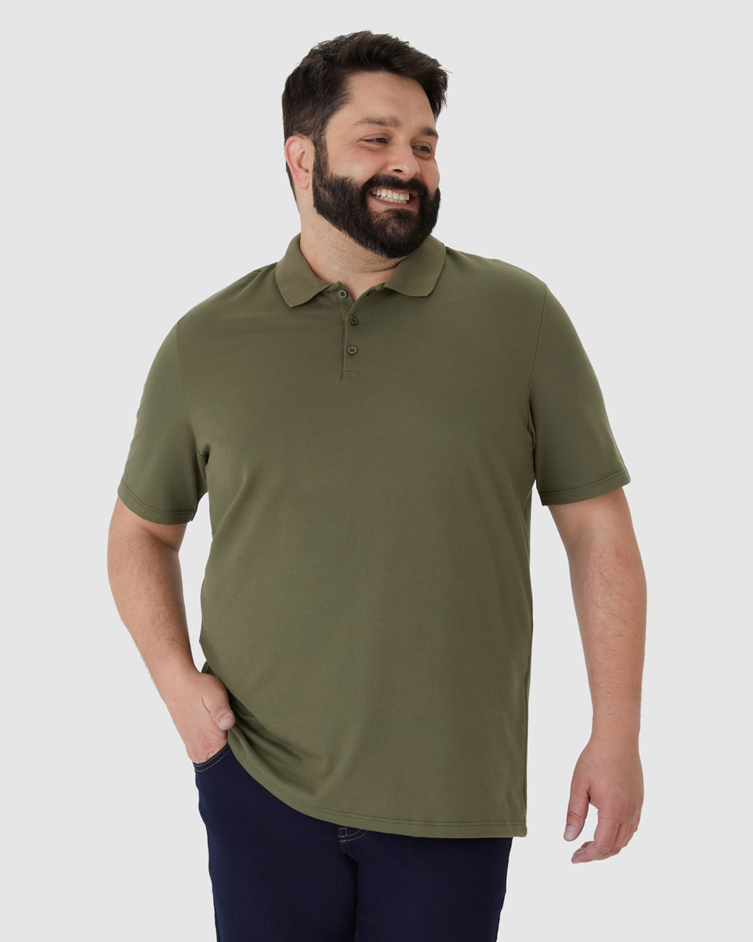 Camisa Polo Básica Masculina Plus Size Em Piquet Stretch - Imagem 6