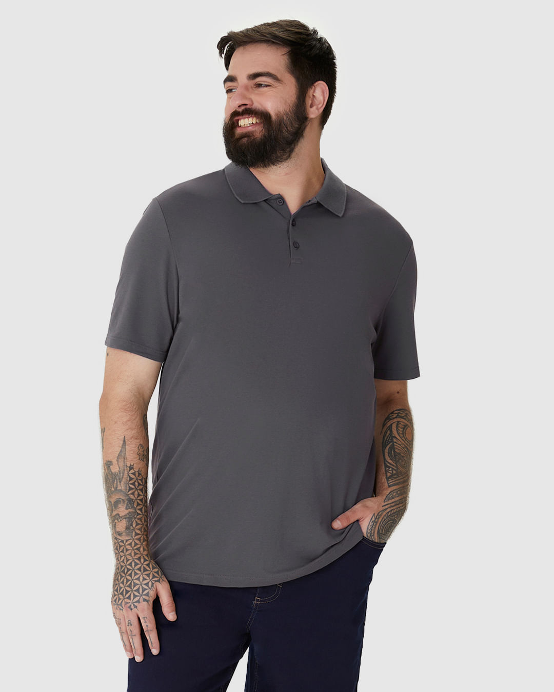 Camisa Polo Básica Masculina Plus Size Em Piquet Stretch - Imagem 16