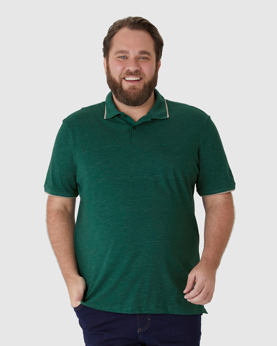Camisa Polo Masculina Plus Size Abertura Lateral Em Malha Listrada Eco - Imagem 16