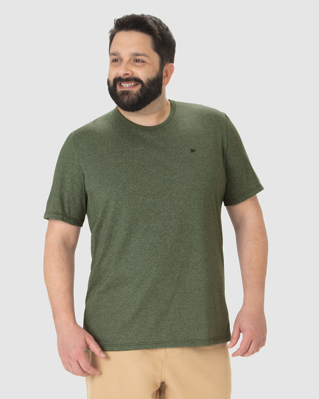 Camiseta Básica Masculina Plus Size Decote Redondo Em Malha Rajada - Imagem 16