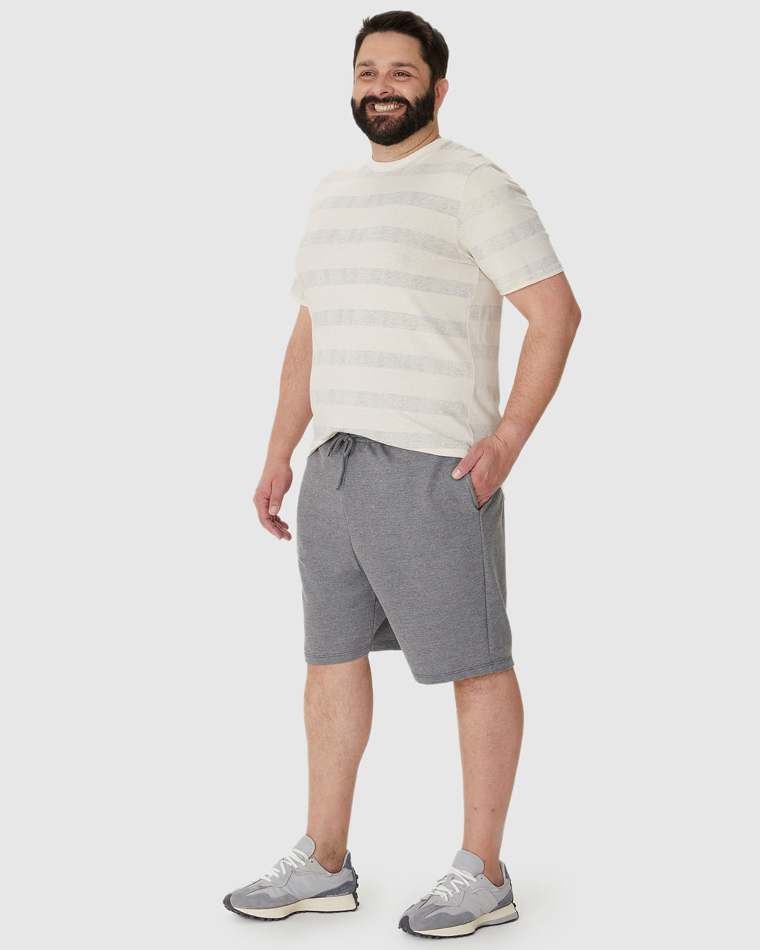 Bermuda Básica Masculina Plus Size Cadarço Frontal Em Moletom - Imagem 26