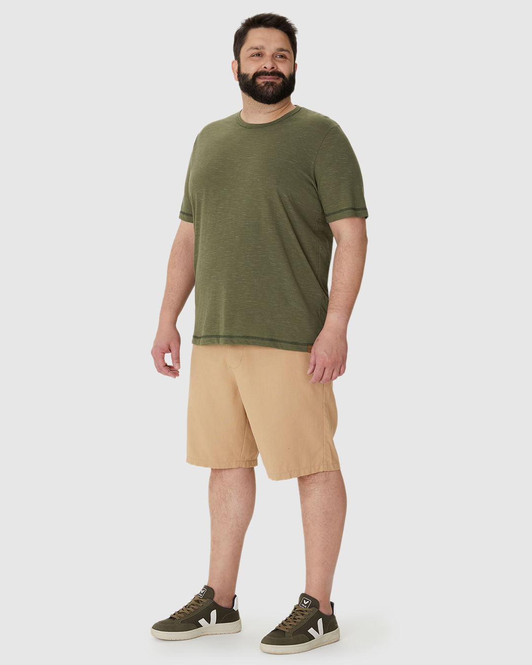 Camiseta Masculina Plus Size Costura Contraste Em Malha Listrada Eco - Imagem 20