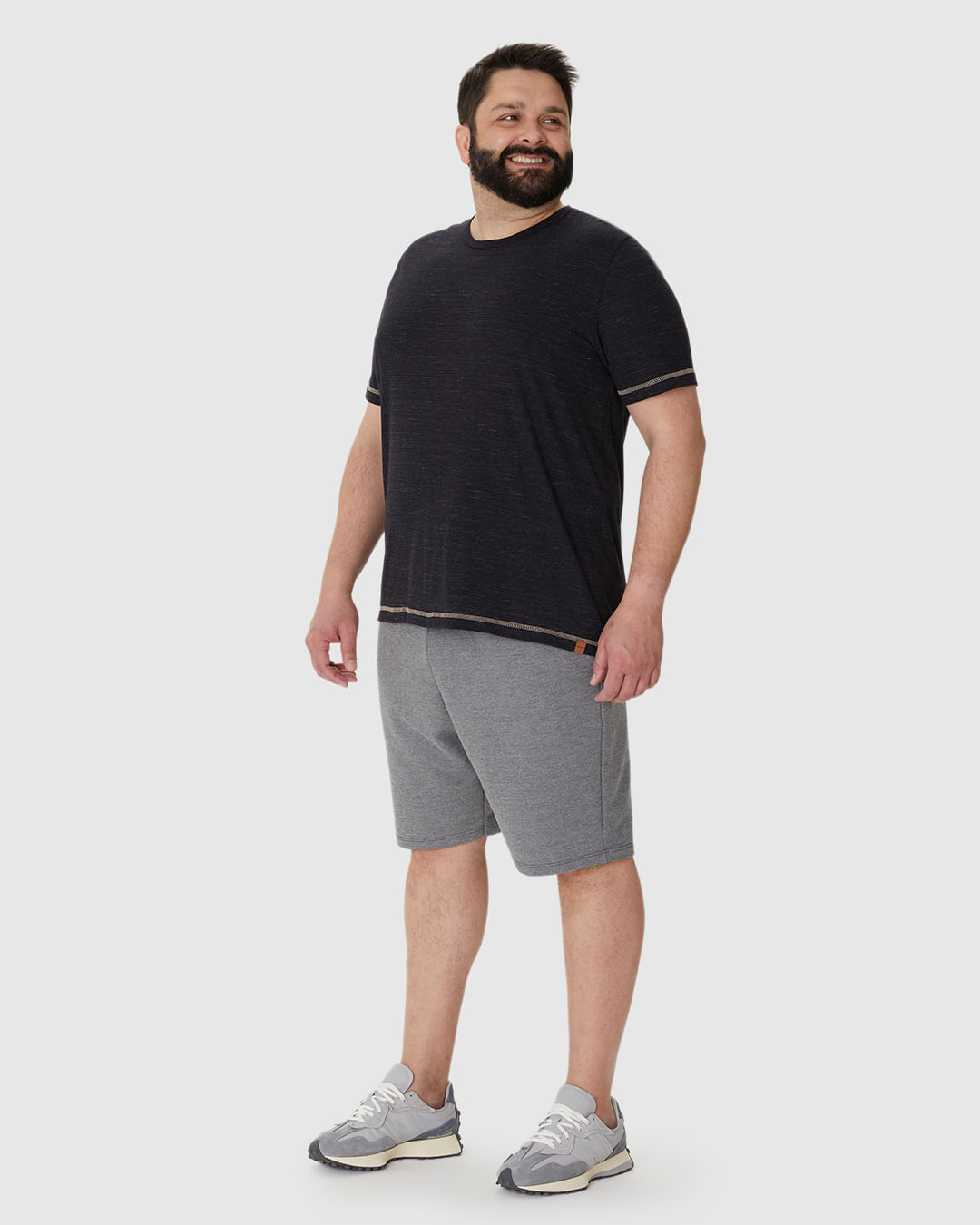 Camiseta Masculina Plus Size Costura Contraste Em Malha Listrada Eco - Imagem 26