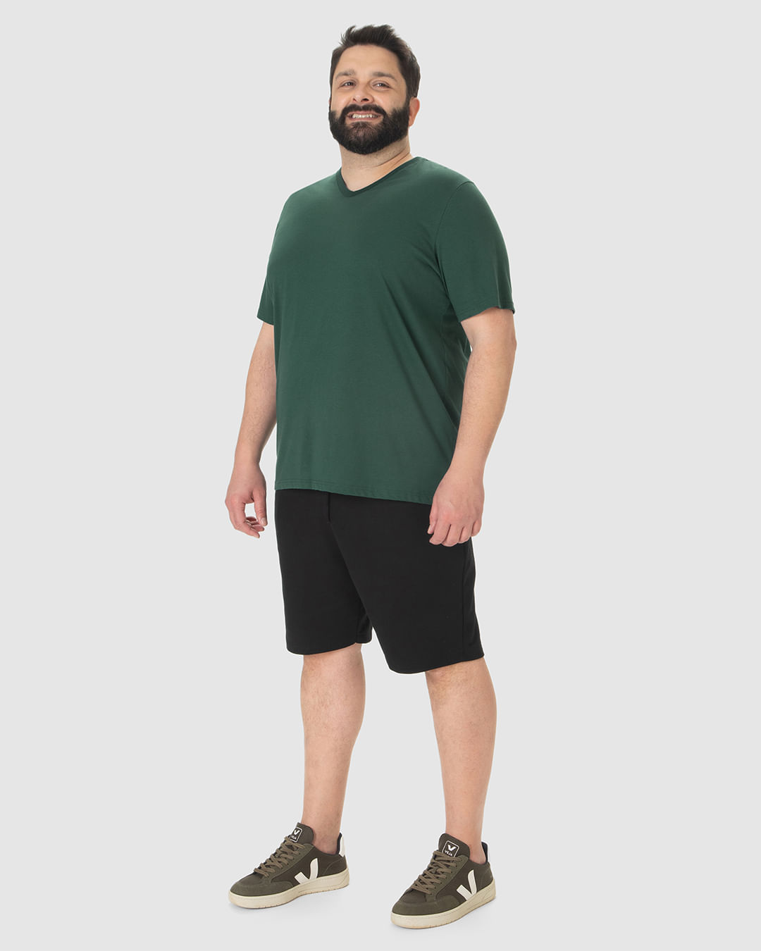 Camiseta Básica Masculina Plus Size Decote V Em Algodão - Imagem 7
