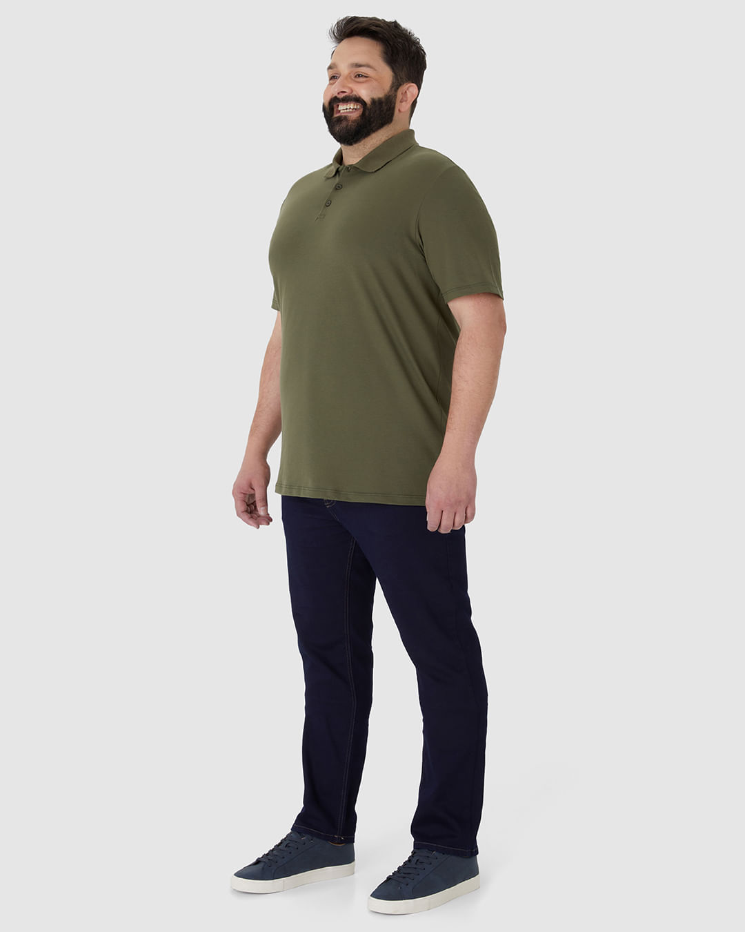 Camisa Polo Básica Masculina Plus Size Em Piquet Stretch - Imagem 7