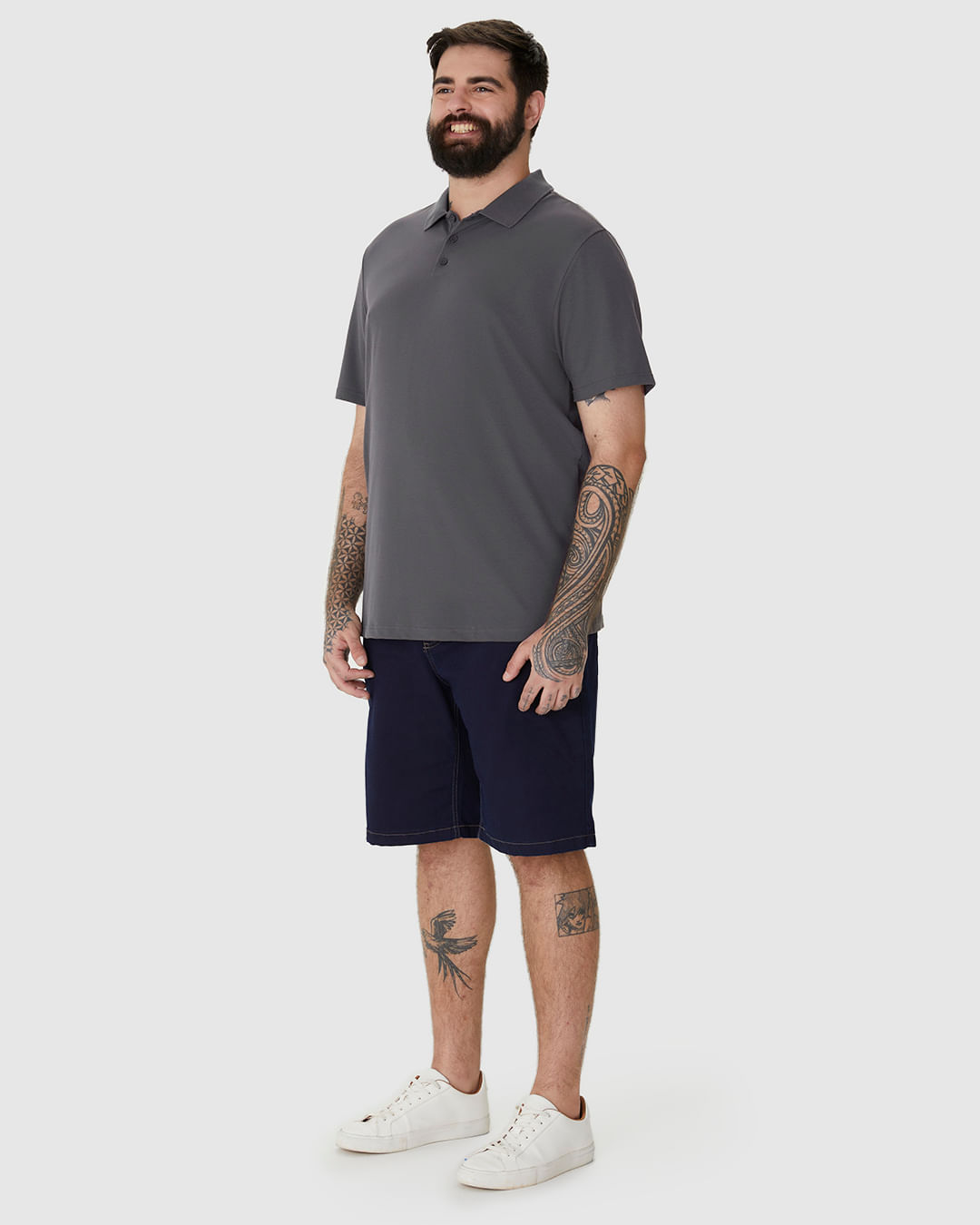 Camisa Polo Básica Masculina Plus Size Em Piquet Stretch - Imagem 2