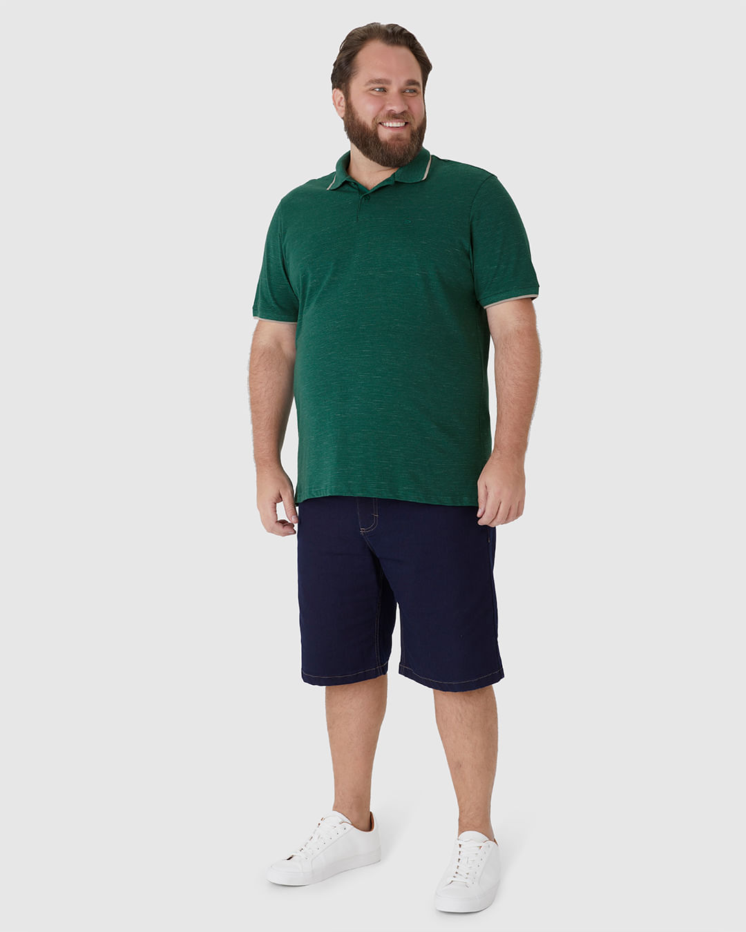Camisa Polo Masculina Plus Size Abertura Lateral Em Malha Listrada Eco - Imagem 22
