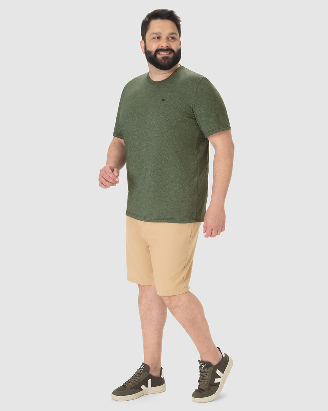 Camiseta Básica Masculina Plus Size Decote Redondo Em Malha Rajada - Imagem 22