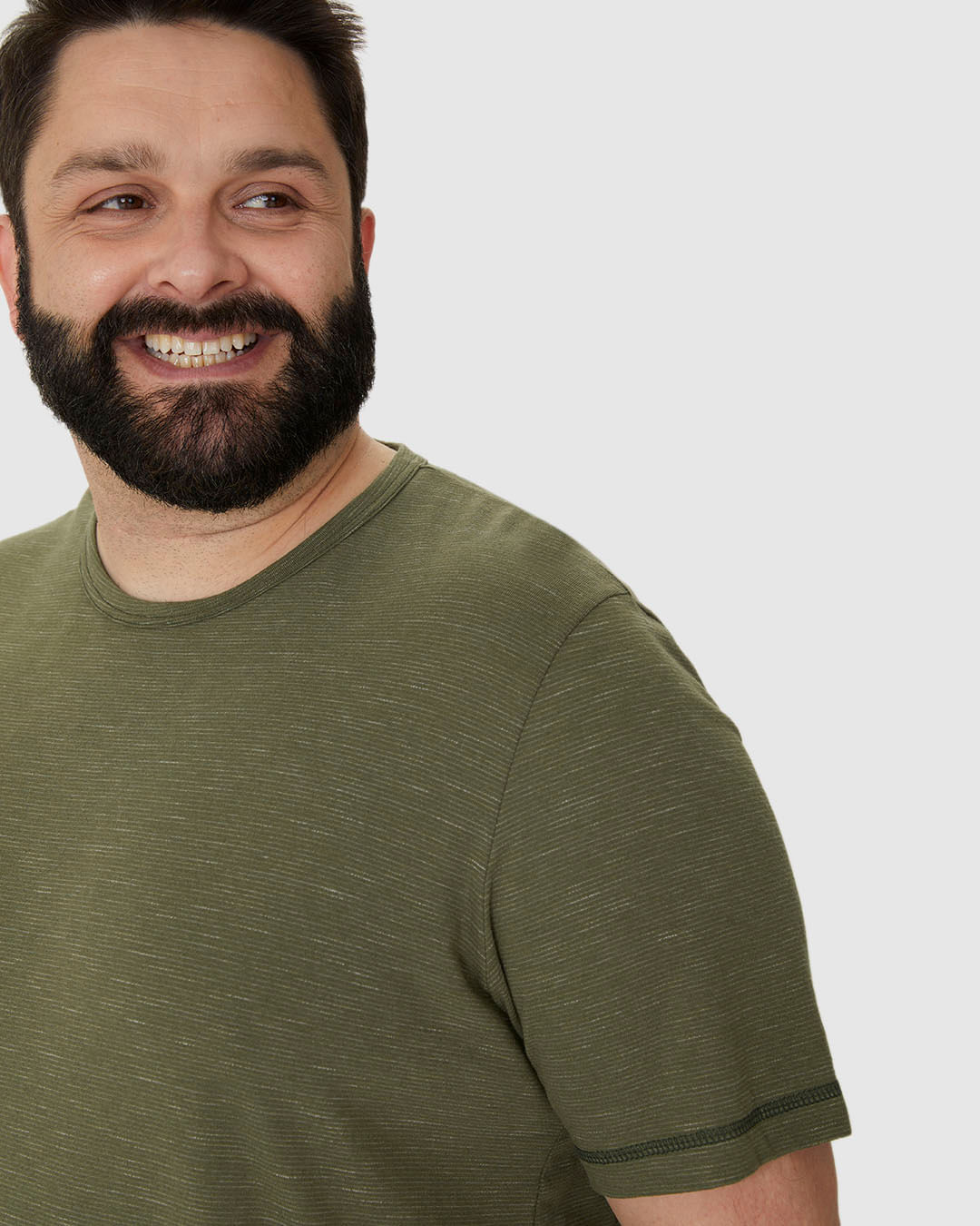 Camiseta Masculina Plus Size Costura Contraste Em Malha Listrada Eco - Imagem 27