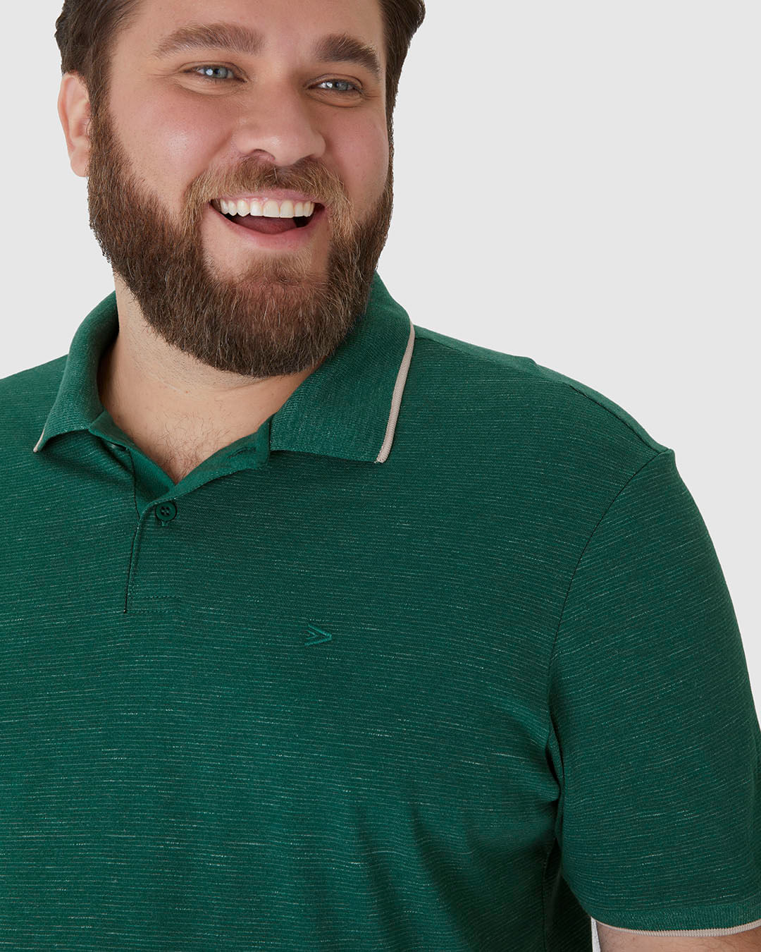 Camisa Polo Masculina Plus Size Abertura Lateral Em Malha Listrada Eco - Imagem 8