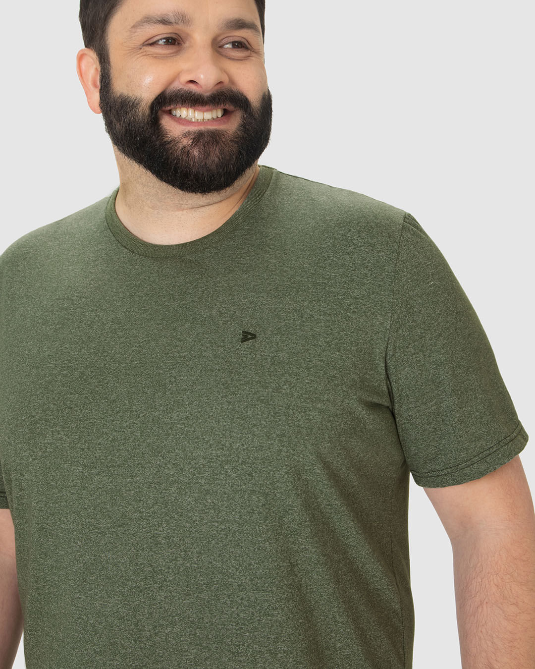 Camiseta Básica Masculina Plus Size Decote Redondo Em Malha Rajada - Imagem 8
