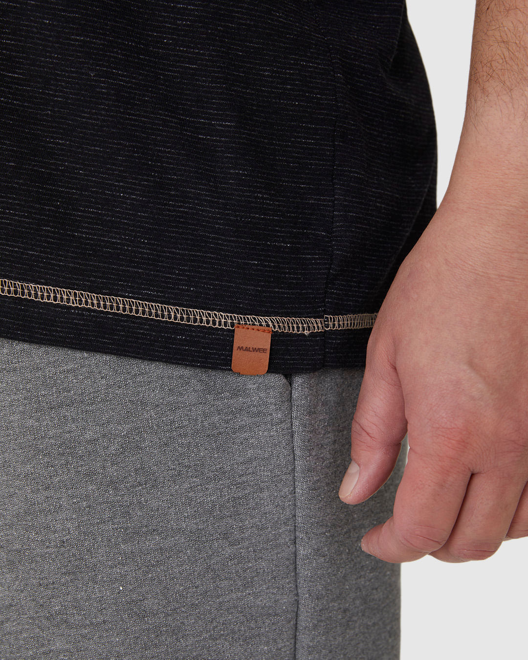 Camiseta Masculina Plus Size Costura Contraste Em Malha Listrada Eco - Imagem 4