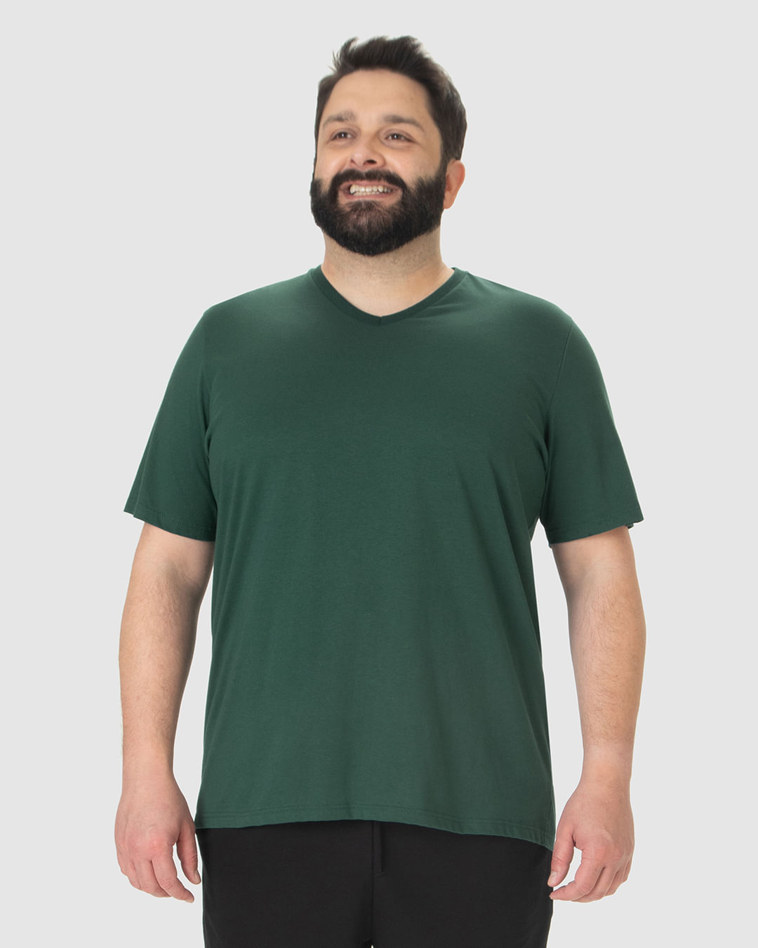 Camiseta Básica Masculina Plus Size Decote V Em Algodão - Imagem 24